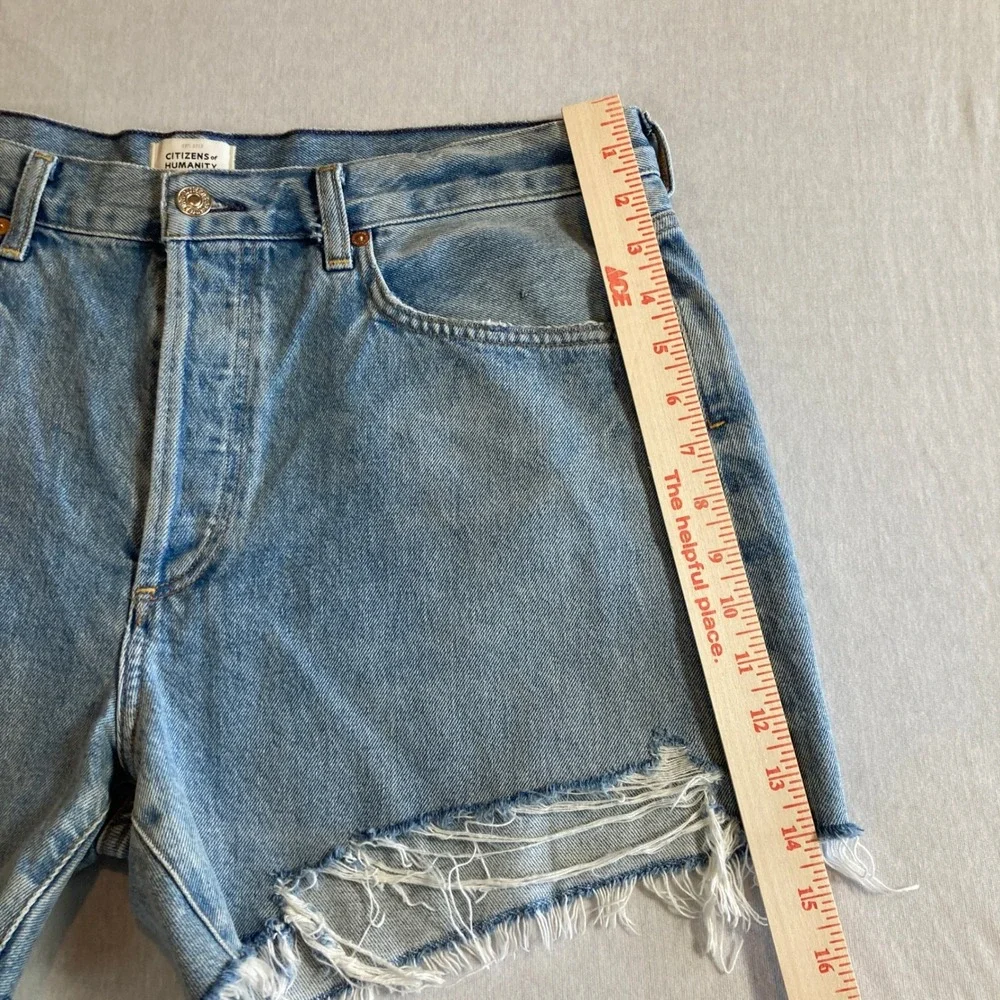 Citizens of Humanity Denim Shorts Button Fly Distressed Annabelle Organic Cotton
